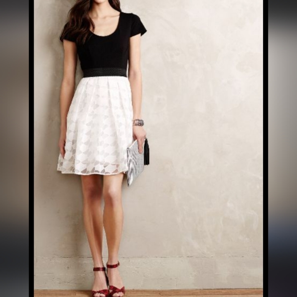 Plenty by Tracy Reese Ivory And Black Layered Skirt dress SZ 4